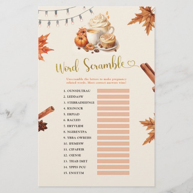 Jeux de mots mêlés de citrouille d'automne (Devant)