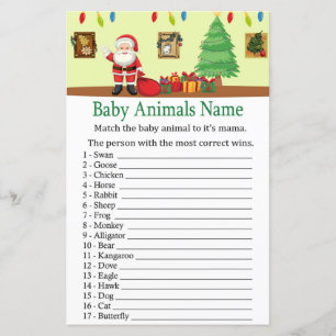 Jeux de nom d'animaux bébé Père Noël baby shower