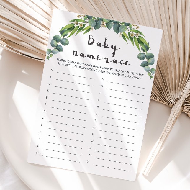 Jeux de Noms de Bébé pour Baby Shower Greenery (Créateur téléchargé)