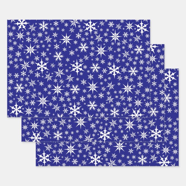 Jeux de papier à envelopper design Blue White Snow (Lot)