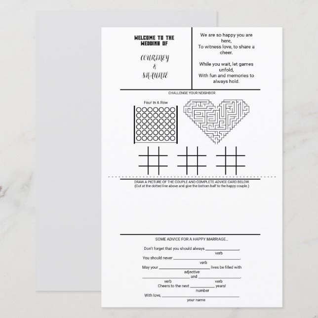 JEUX DE PARTI ET CARTE DE CONSEILS (Devant / Derrière)