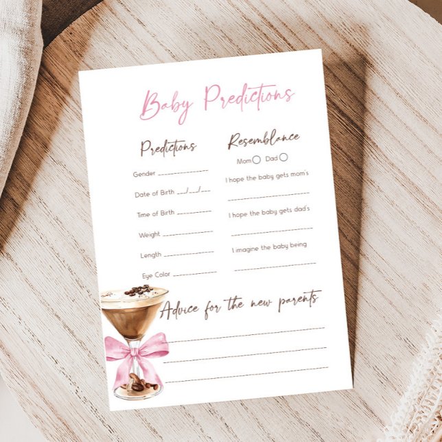 Jeux de prédictions de douche de Martini Espresso  (Espresso Baby Shower Game)