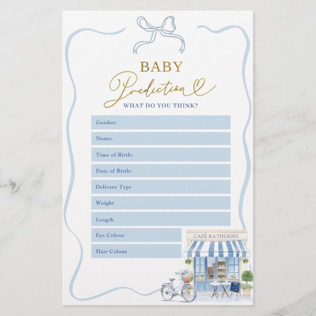 Jeux de prédictions pour bébé Coquette Café Parisi (Devant)
