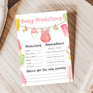 Jeux de prédictions pour bébé Shower Fille Popsicl
