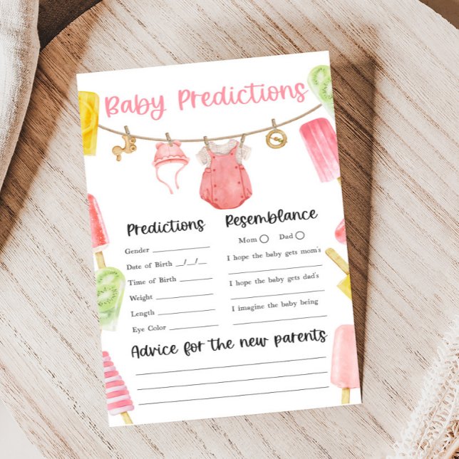 Jeux de prédictions pour bébé Shower Fille Popsicl (Ready to Pop Popsicle Baby Shower Game)