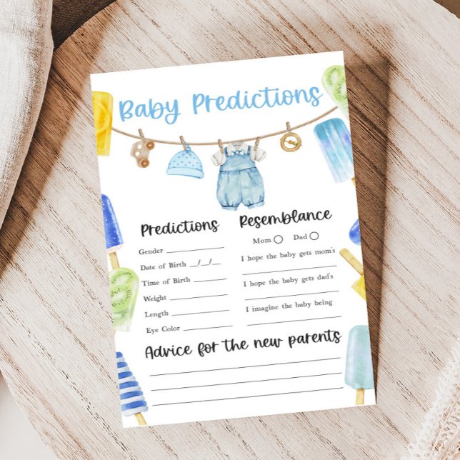 Jeux de prédictions pour bébé Shower Garçon Popsic (Ready to Pop Popsicle Baby Shower Game)