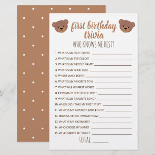 Jeux de questions sur le premier anniversaire Qui