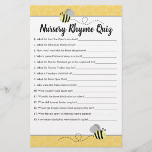 Jeux de quiz de rime de berceau Bumble Bee Baby Sh