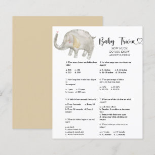 Jeux de quiz sur bébé éléphant Jeu de baby showe