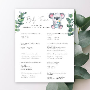 Jeux de quiz sur bébé koala Jeu de baby shower