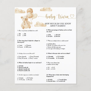 Jeux de quiz sur bébé ours Jeu de baby shower