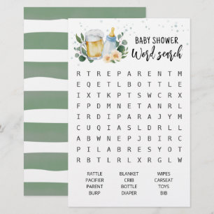 Jeux de recherche de mots pour Baby Shower Baby Is