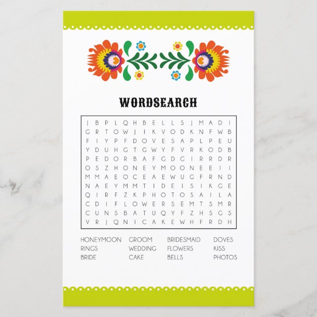 Jeux de recherche de mots pour la fête de douche d (Devant)