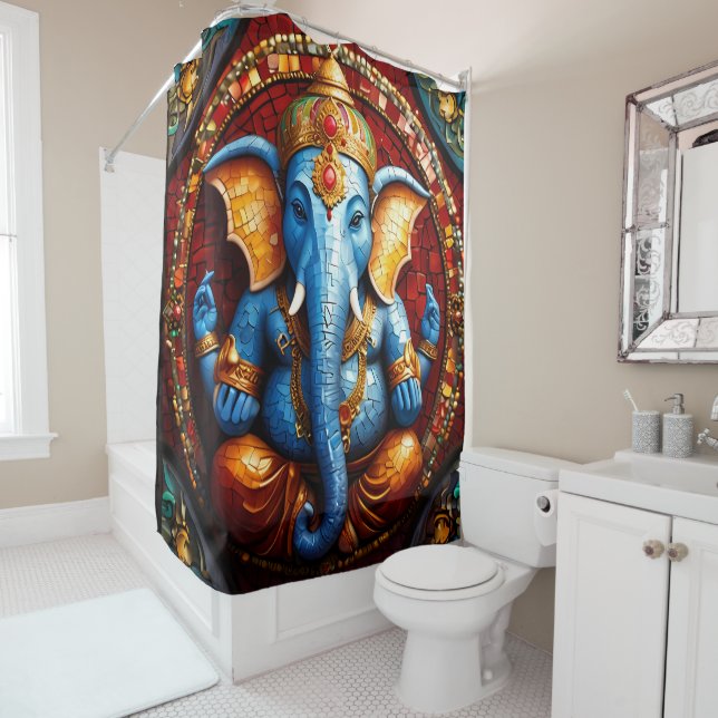 Jeux de rideaux colorés de douche Ganesh (En situation)