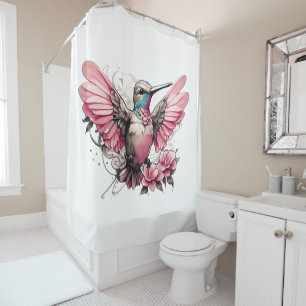 Jeux de rideaux de douche de colibris colorés
