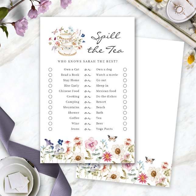 Jeux de Salle de Mariage : C'est l'heure du Scoop (Spill The Tea Bridal Shower Game by Painted Paperie
)