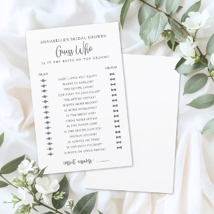 Jeux de Salle de Mariage Minimaliste Devine Qui