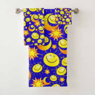 Jeux de serviettes de bain Sun Moon Yellow Stars