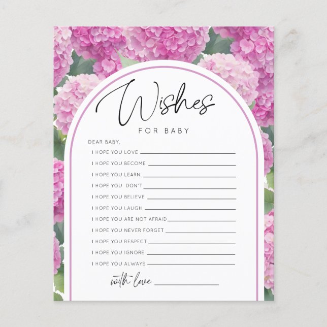 Jeux de souhaits de Baby shower d'Hydrangea (Devant)