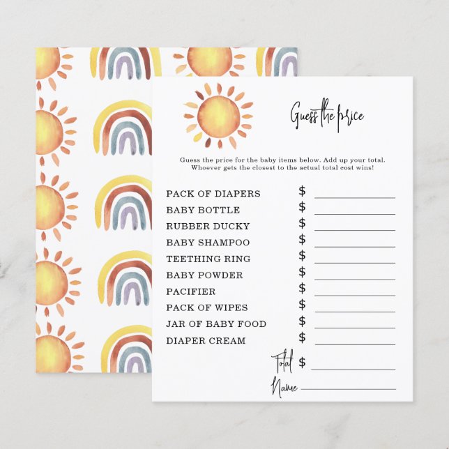 Jeux de Sunshine Party | Jeu devis de prix (Devant / Derrière)