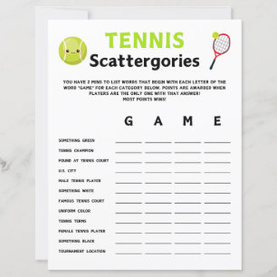 Jeux de tennis Scattergories