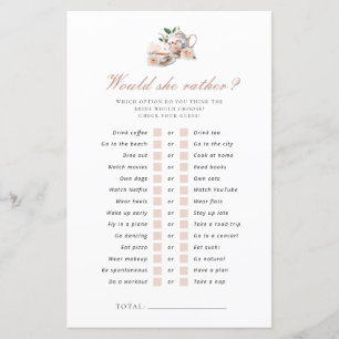 Jeux de thé 'Would She Rather' pour enterrement de