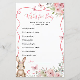 Jeux de vœux pour bébé fille Shower Lapin Mignon