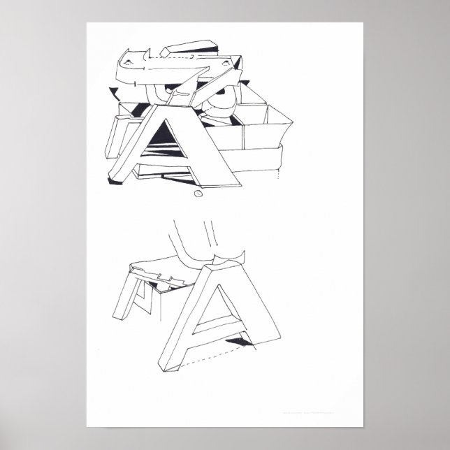 Jeux du bâtiment Monogramme AA Dessin 11 Poster (Devant)