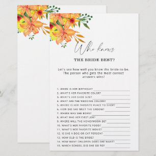 Jeux Floral Qui connaît le mieux la mariée