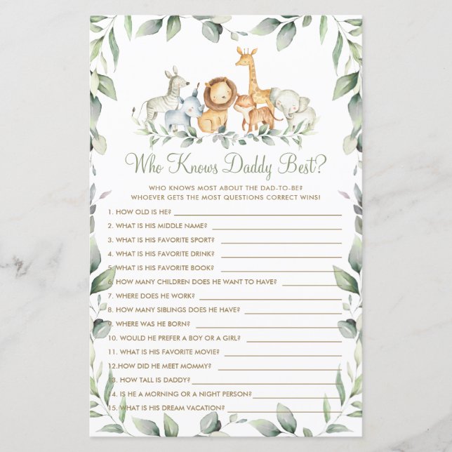 Jeux Qui Connaît Mieux Papa Animaux De Jungle Verd (Devant)