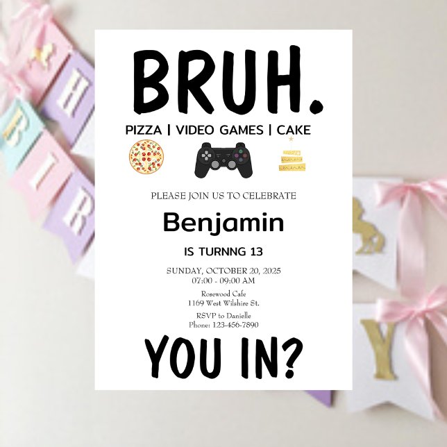 JEUX VIDÉO Bruh Invitation d'anniversaire (Créateur téléchargé)