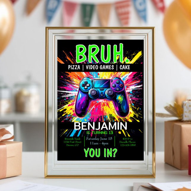 JEUX VIDÉO Bruh Invitation d'anniversaire (Créateur téléchargé)