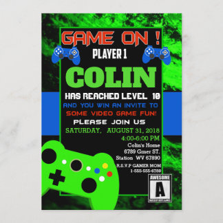 Jeux Vidéo pour garçons Invitation de fête d'anniv