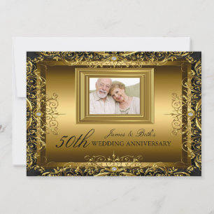 Jewel Damask Gold 50e Mariage Invitation de l'anni