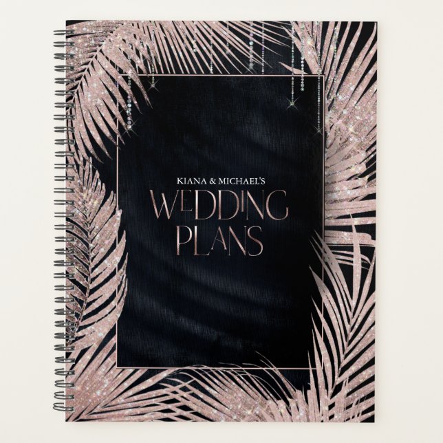 Jewel Palm Leaf Mariage Or Rose/Nuit ID830 (Devant)