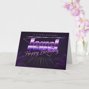 Jewel Prénom lila retro Carte Anniversaire