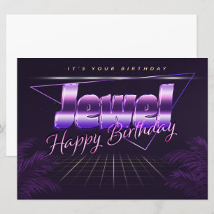 Jewel Prénom lila retro Carte Anniversaire