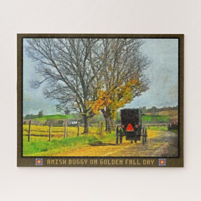 Jigsaw Puzzle Amish Buggy On Golden Fall Day (Horizontal)