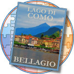 JIGSAW PUZZLE - Bellagio Italie Poster de voyage<br><div class="desc">Ce Puzzle Jigsaw présente une belle affiche de voyage vintage de Bellagio, Italie. Disponible en plusieurs tailles et nombre de pièces et montré ici en taille 11 pouces par 14 pouces. ► Personnalisez, si vous le souhaitez, en ajoutant du texte personnalisé, une petite image et/ou un logo. Ça fait aussi...</div>
