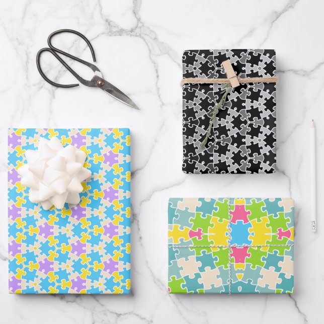 Jigsaw Puzzle Enveloppement papier ensemble de 3 (Recto)