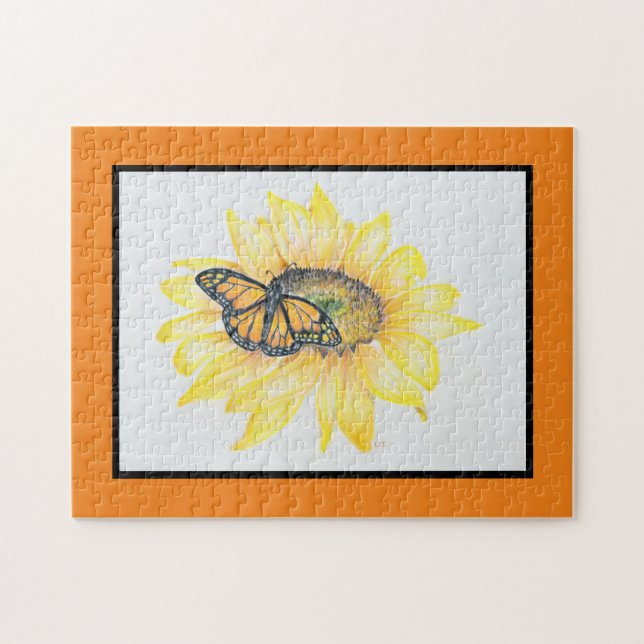 Jigsaw Puzzle Monarque sur tournesol (Horizontal)