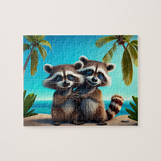 Jigsaw Puzzle pour enfants Raccoons - Tropical (Horizontal)