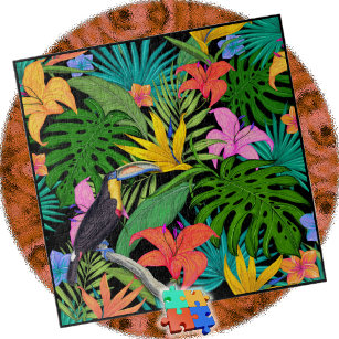 JIGSAW PUZZLE - Tropical Toucan & Fleurs colorées