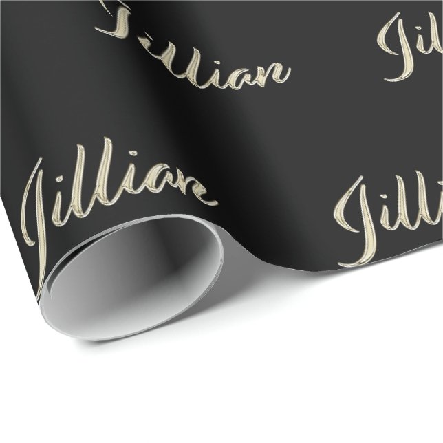 Jillian papier cadeau en or blanc écriture manuscr (Coin rond)