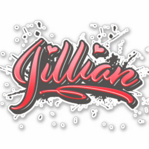Jillian red Heart graffiti Autocollants
