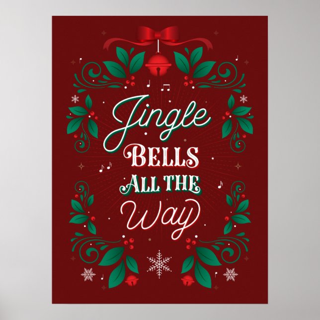 Jingle Bells All The Way Poster de Noël 18x24 (Devant)