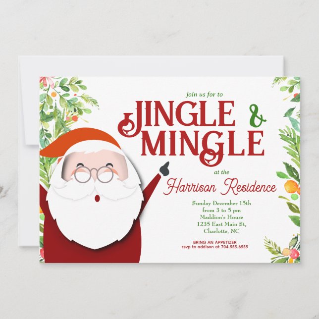 Jingle et Mingle Invitation de la fête de Noël (Devant)