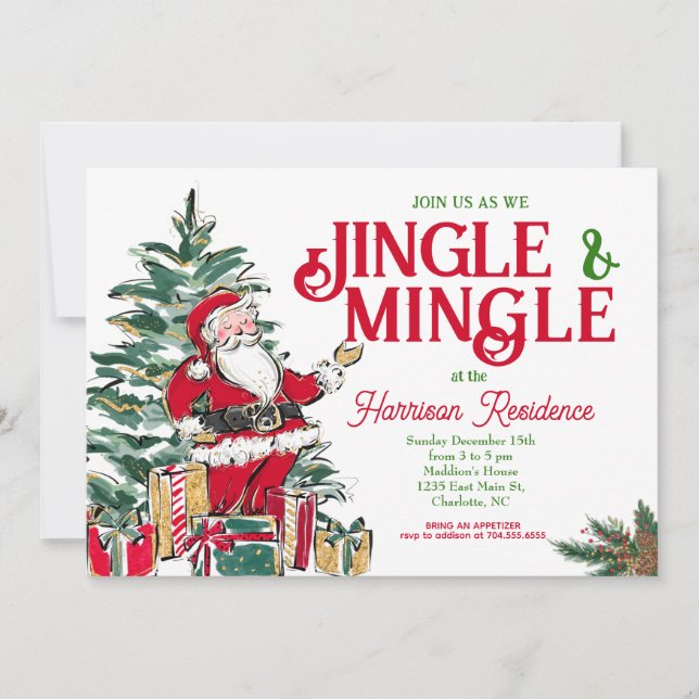 Jingle et Mingle Invitation de la fête de Noël (Devant)