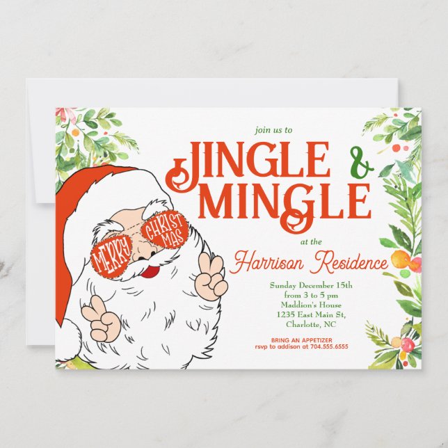 Jingle et Mingle Invitation de la fête de Noël (Devant)