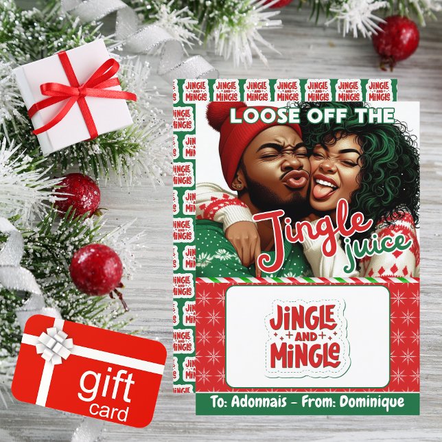 Jingle Juice Funny Christmas Titulaire de la carte (Loose off the Jingle Juice! African American Christmas Gift Card Holder  )